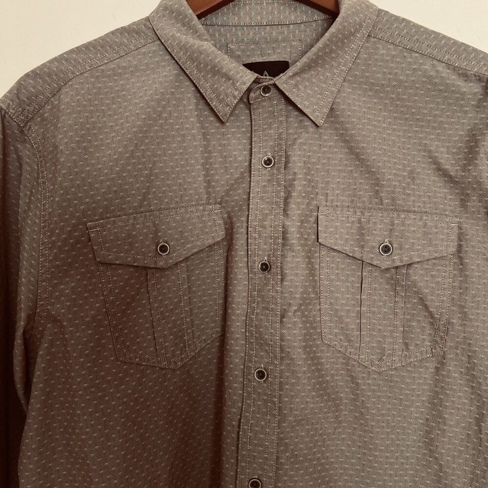 prAna Mens Shirt L Long Sleeve Button Up Brown Pockets Outdoor